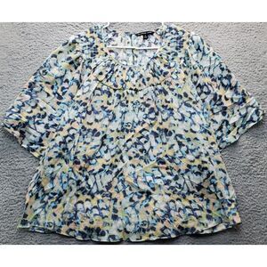 Zac & Rachel Blouse Top Womens 1X Multi Pastel Abstract‎ Short Sleeve Round Neck